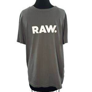 G-Star Raw Gray T-Shirt Organic Cotton Graphic Crew Neck Pullover Tee L Large